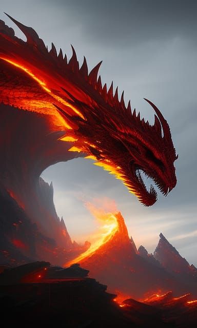 Colossal Red Dragon - AI Generated Artwork - NightCafe Creator