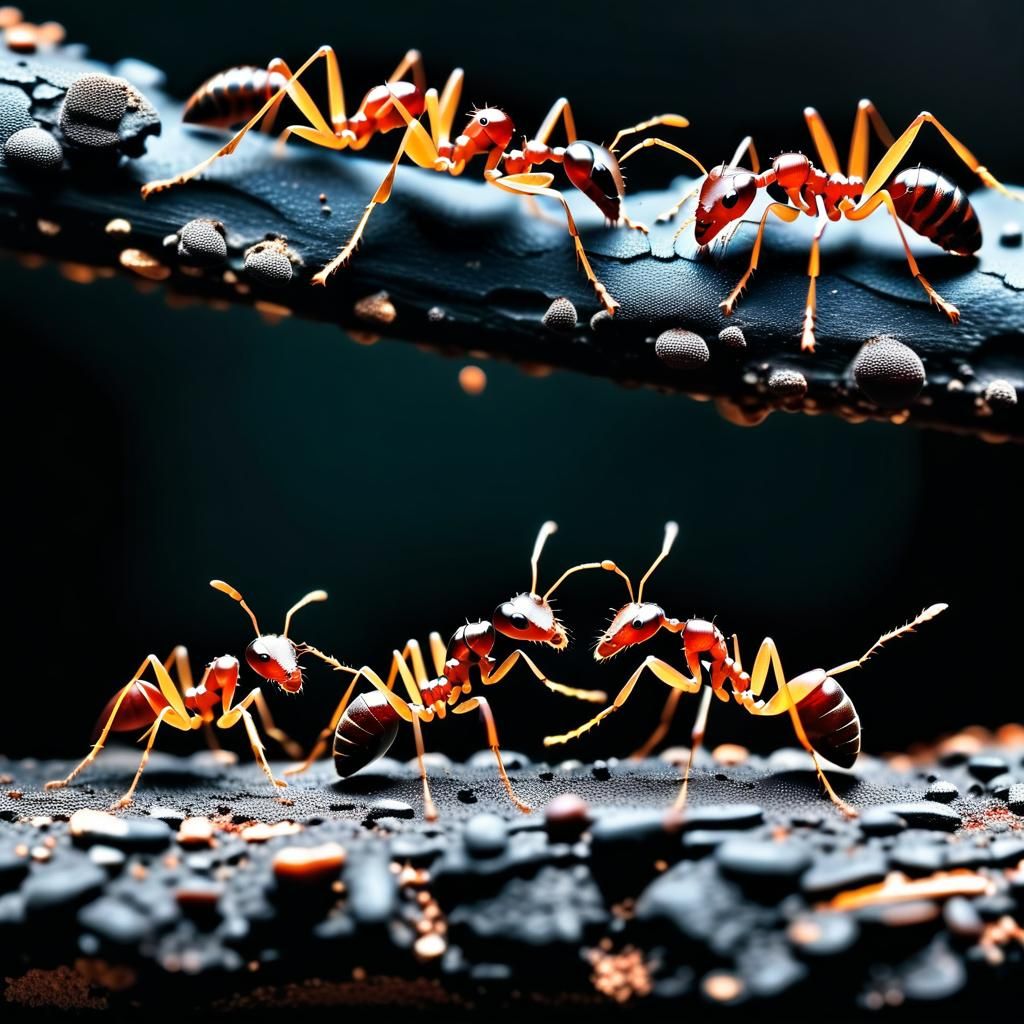 Micro Photography Of A Group Of Ants - Ai Generated Artwork - Nightcafe 