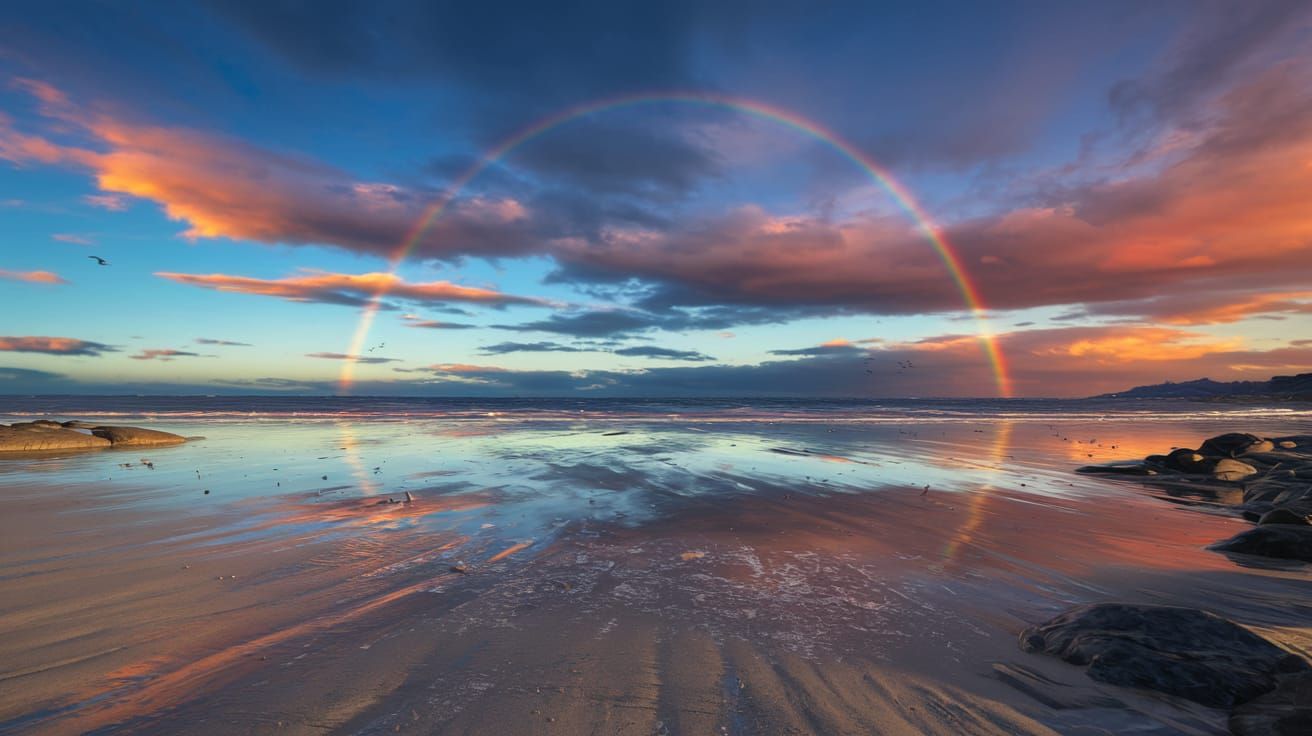  the name: "Earth Society Foundation" in Verdana font rainbow deep colors, 8K 3D with Aurora-Borealis on a beach at Sunset time intricately ...