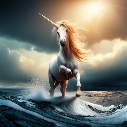 A unicorn in a tornado, 8k resolution, a masterpiece, 35mm, ...