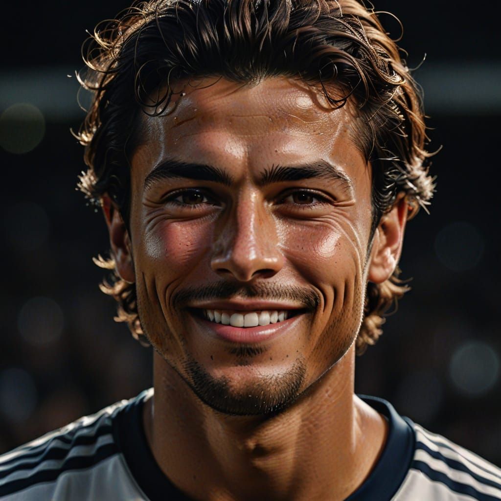 Hyper-Realistic Portrait of Christian Ronaldo Smiling
