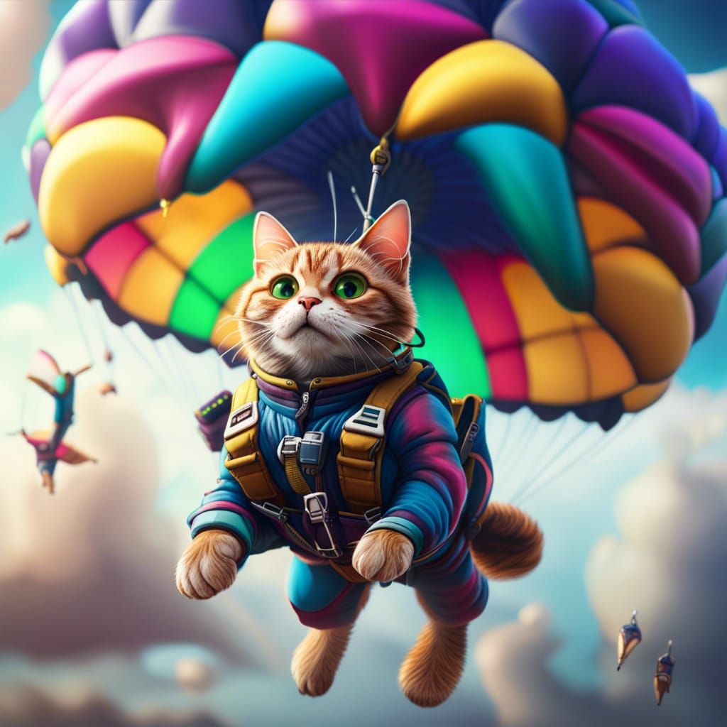 Skydiving Cat - AI Generated Artwork - NightCafe Creator