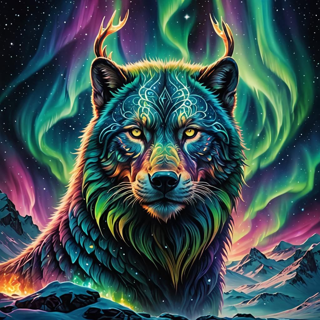 Cosmic Shamanic Wolf - AI Generated Artwork - NightCafe Creator