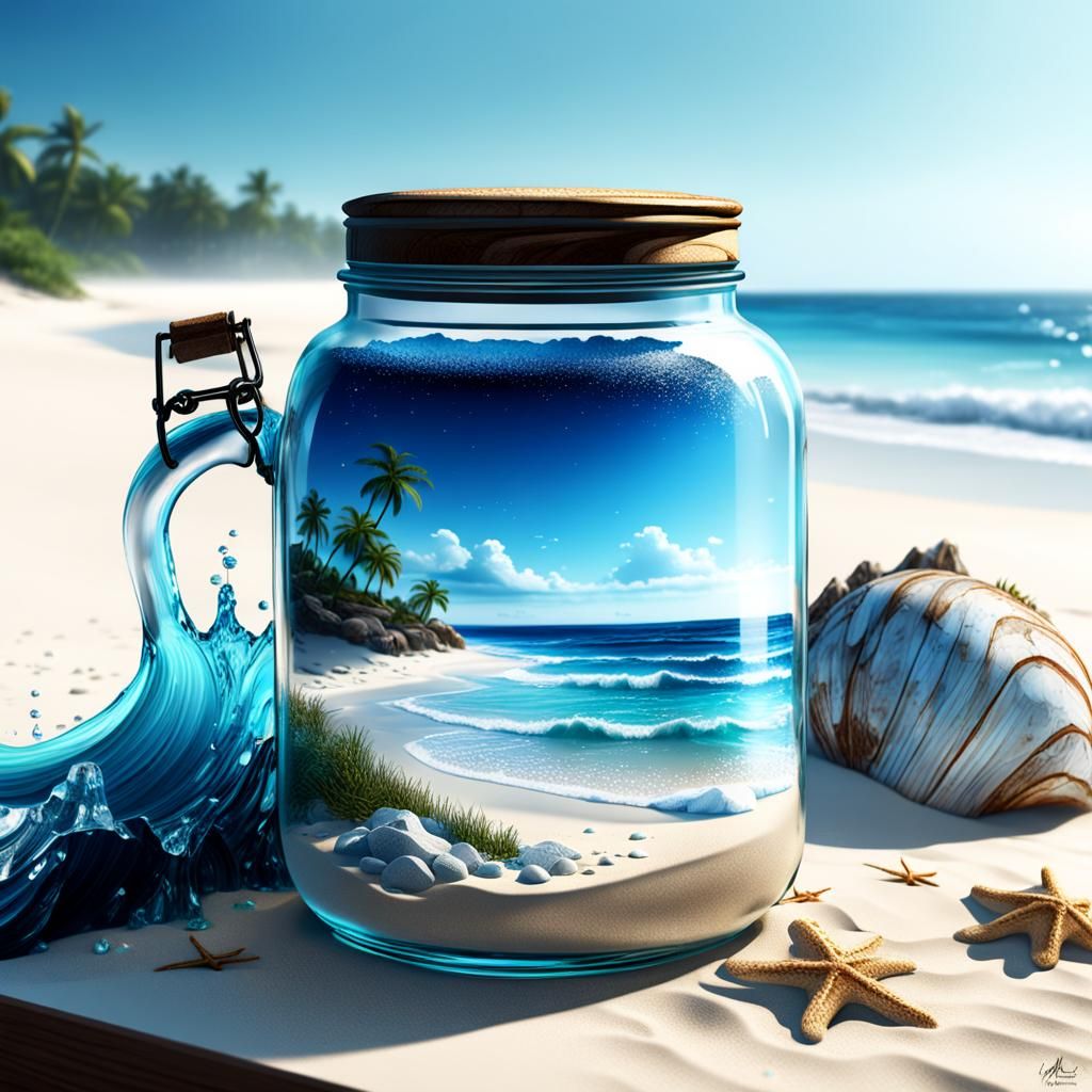 a glass jar sitting forgotten on a teenager's desk, inside i...
