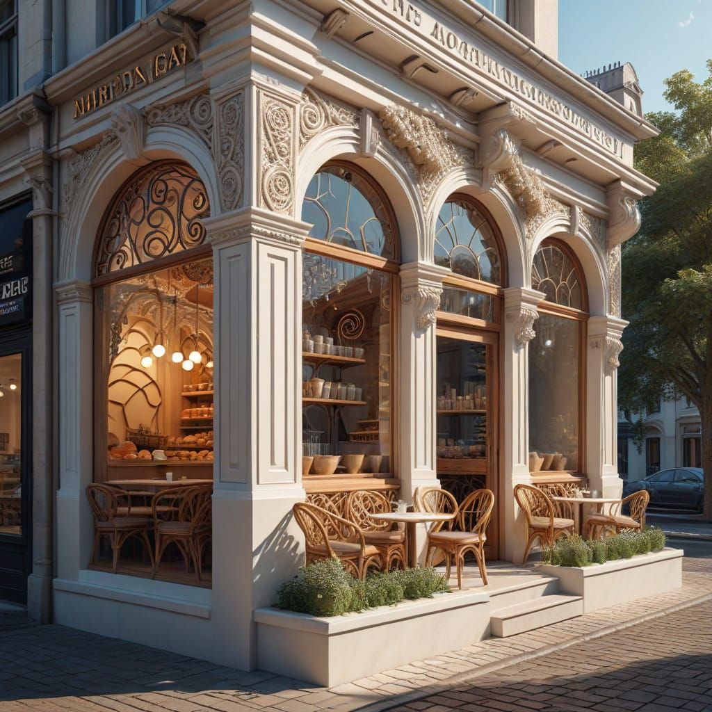 Beautiful Architectural Digest-Style Cafe and Bakery in 3D