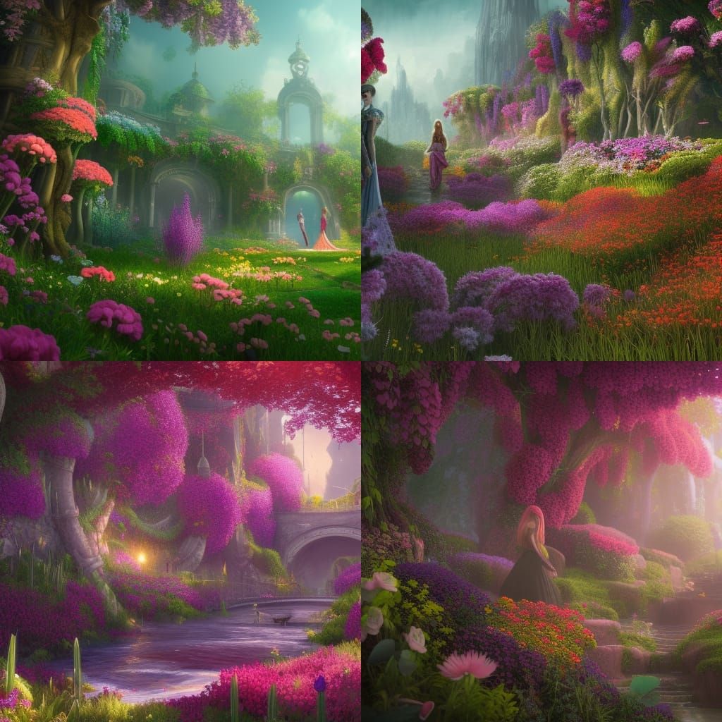 A Women in Secret flower garden - AI Generated Artwork - NightCafe Creator