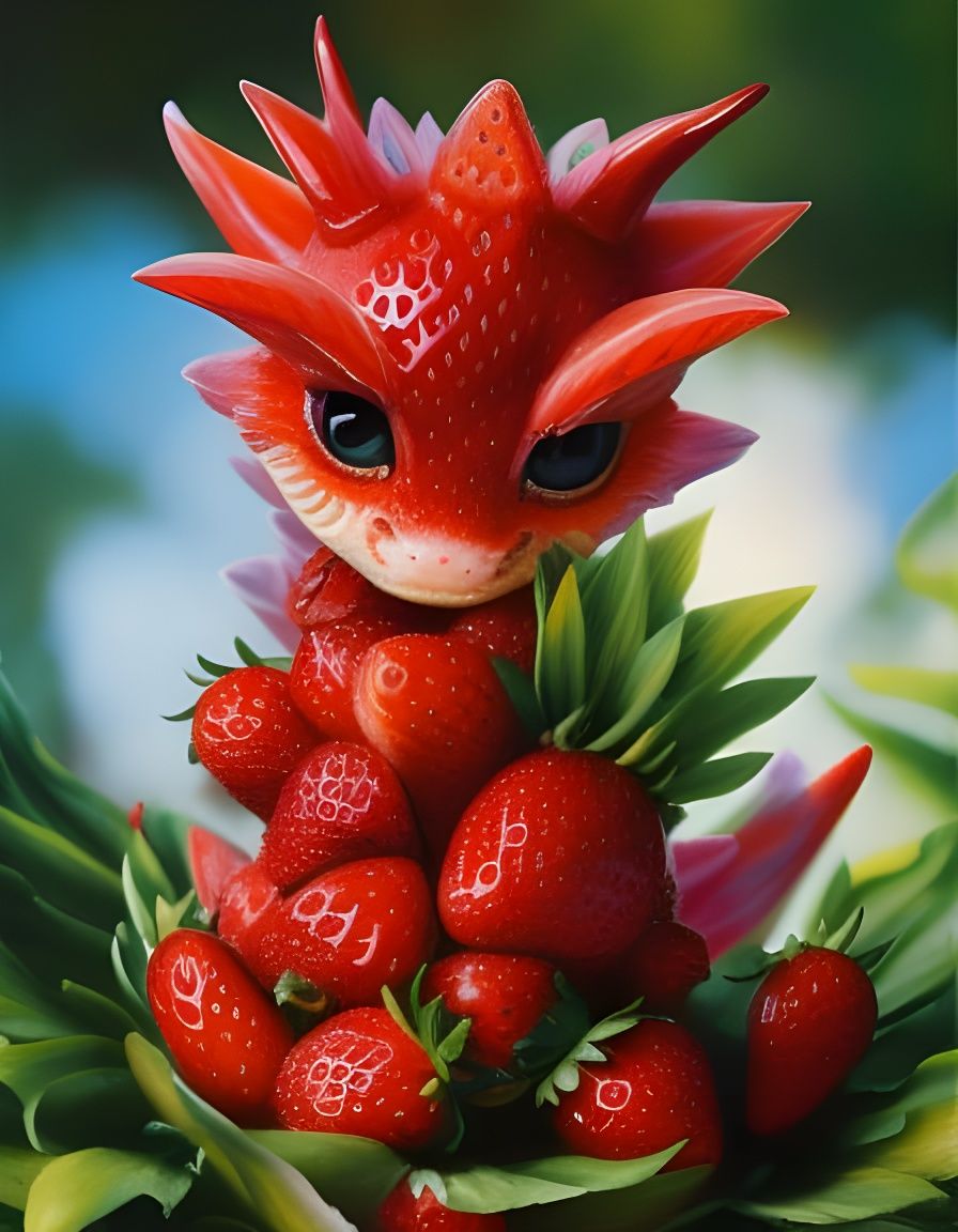 Sweet Little Strawberry Dragon  by @Kit30kat