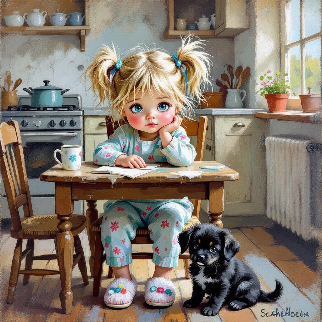 Chalk art, sketch whimsical fantasy art, oil paint splatter, intuitive muted colors, sharp brush strokes. ...  by @Sharon