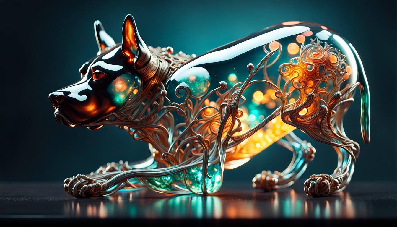 Glass dog - AI Generated Artwork - NightCafe Creator