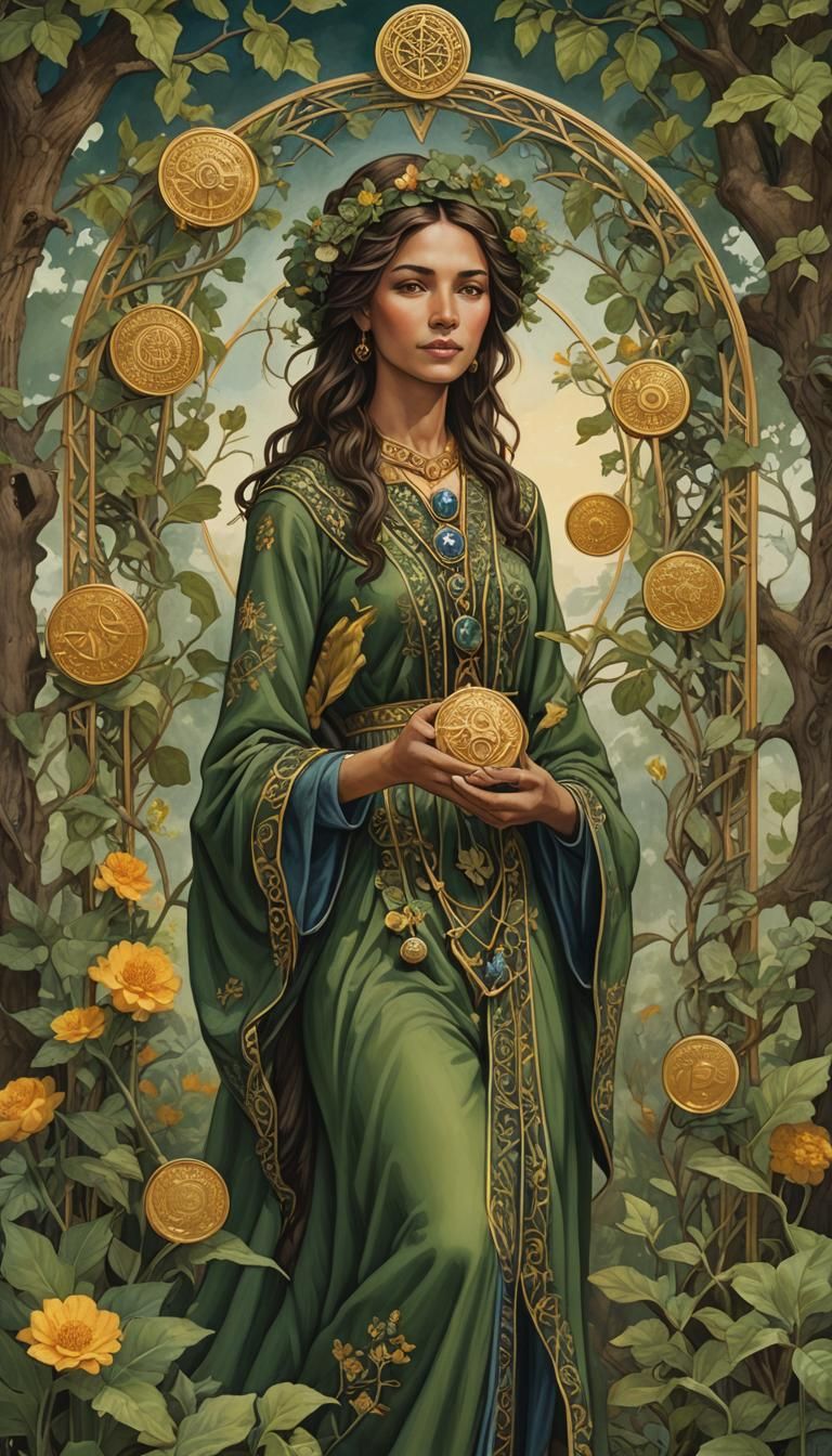 Nine of Pentacles Tarot Card 