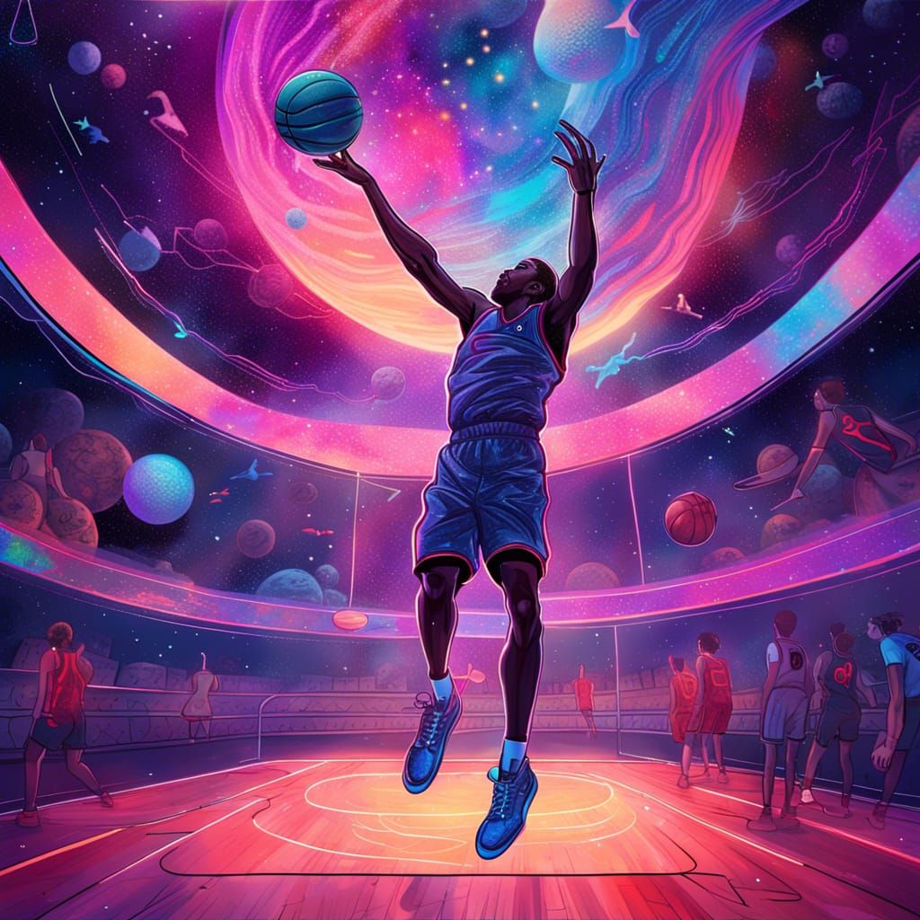 Stellar basketball nebula court galaxy starpeople slamdunk cosmos void ...