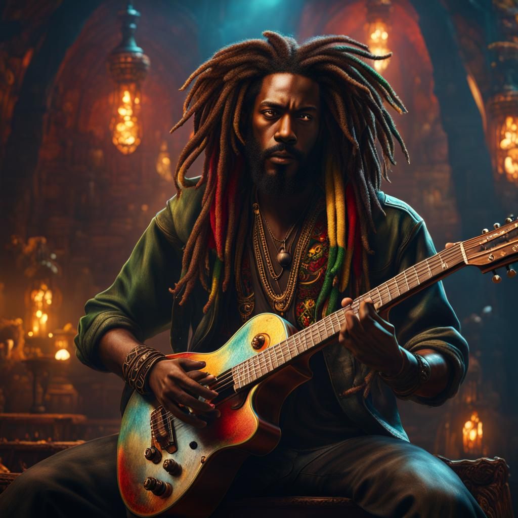 Rasta Playing a guitar