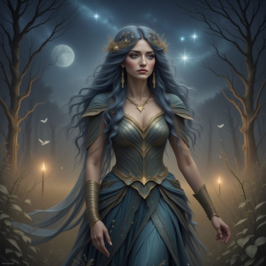 Tormai in her frock coat, shimmering gold thread
With every whispered note, the stars come alive instead
In the rhythm of the night, with be...