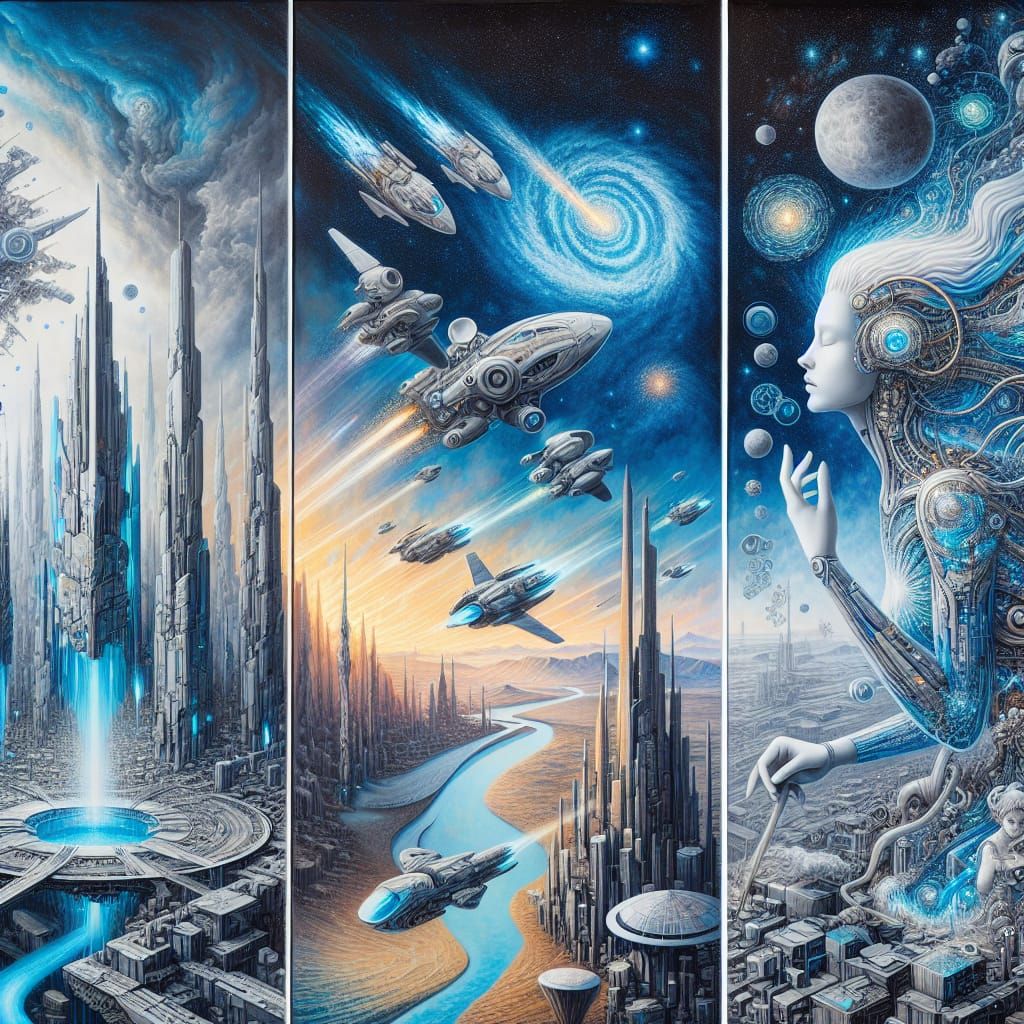 Futuristic Sci-Fi Mural of Grand Spectacle