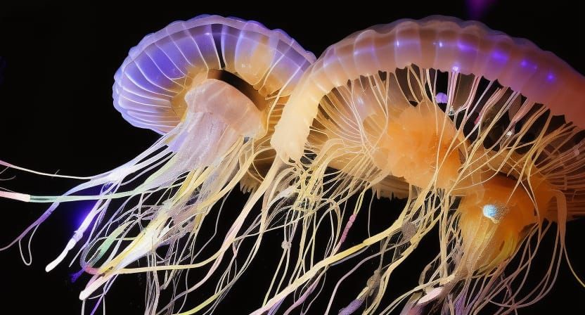 Jellyfish killed the DJ, sparks, cables, turntables, light t...