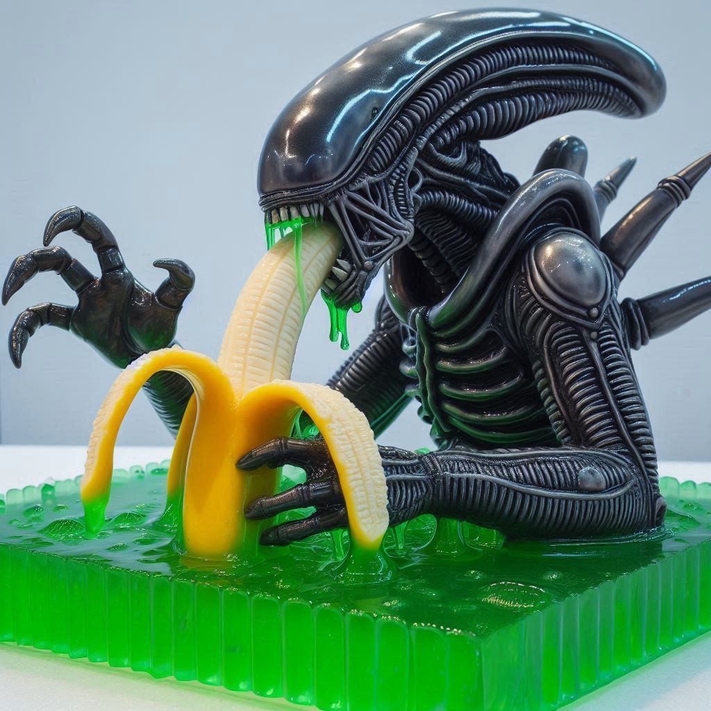 Jellymorph eating banana