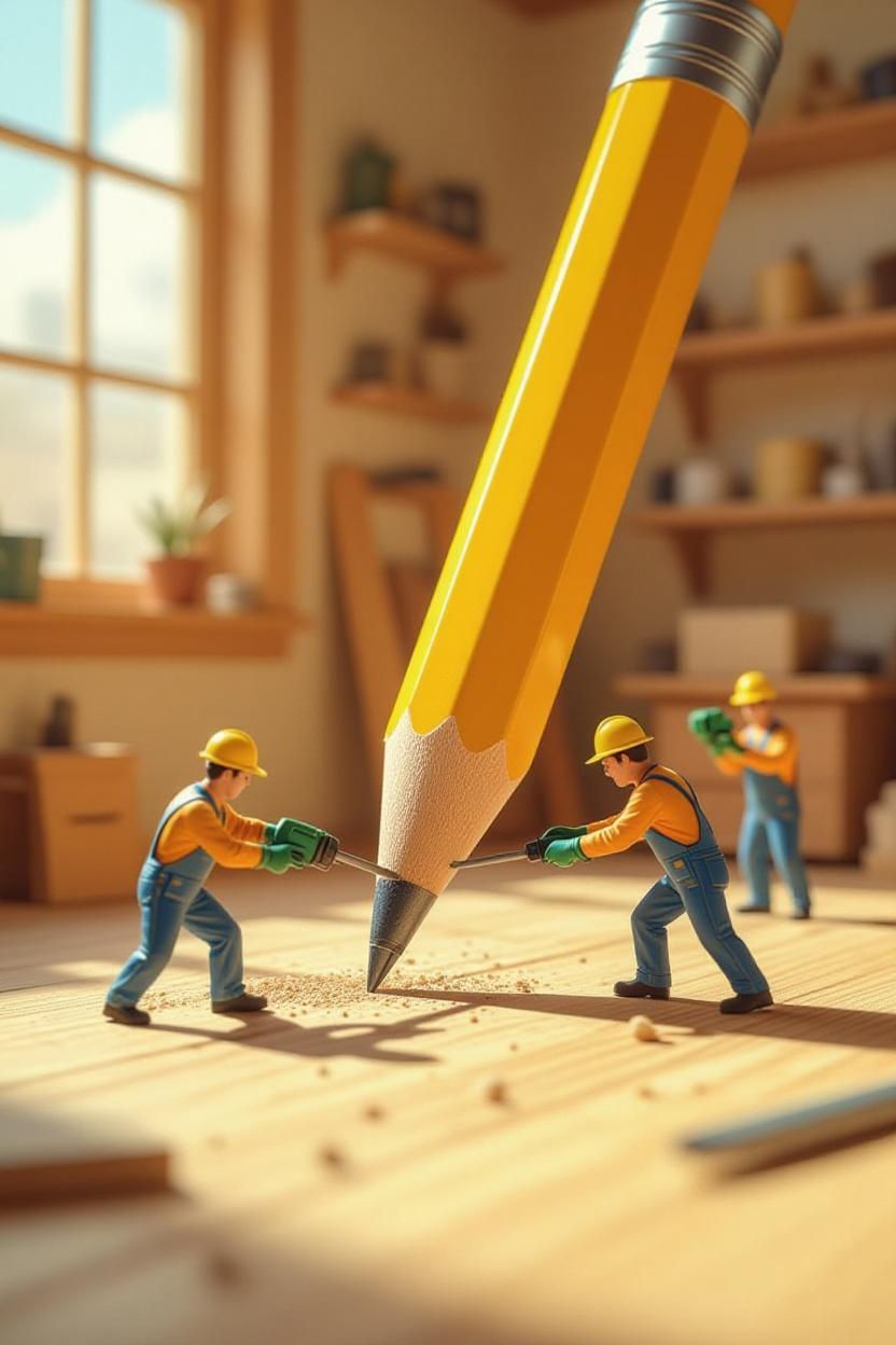 pencil and workers