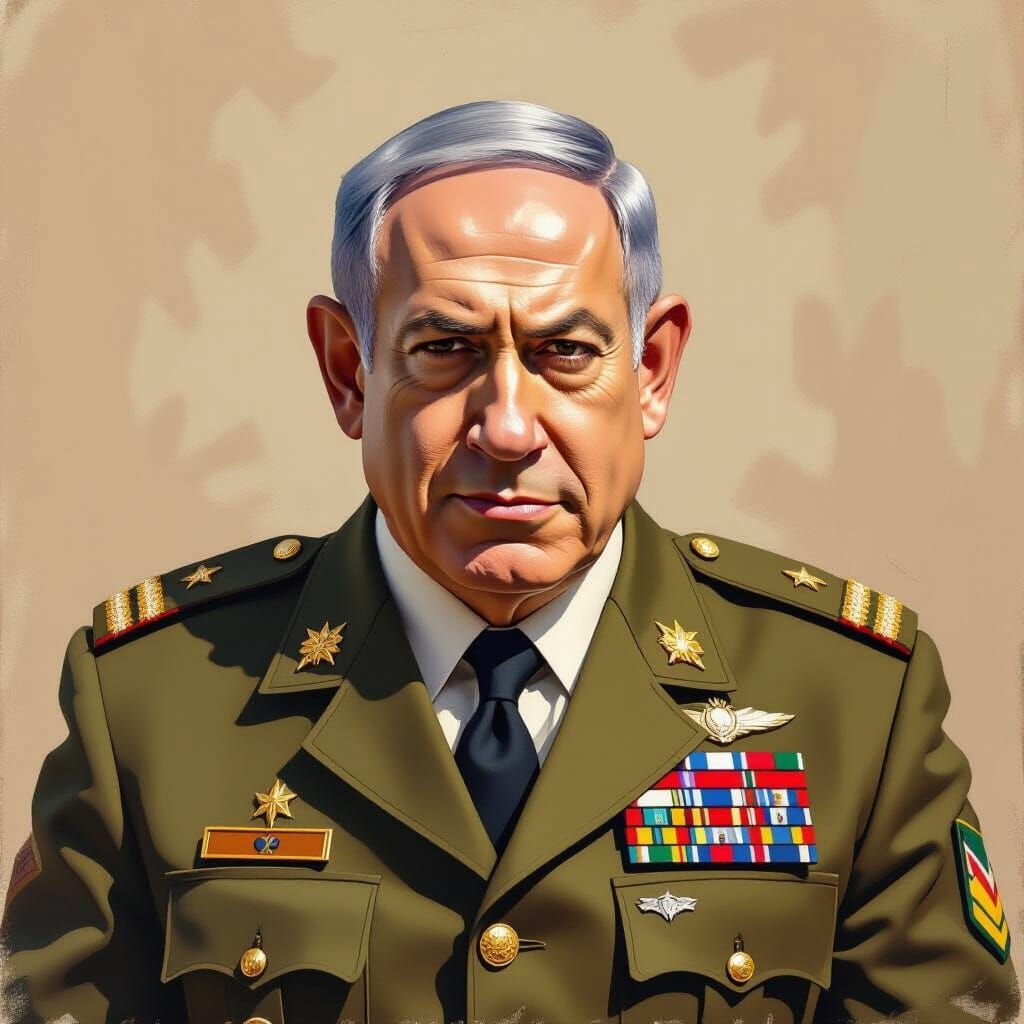 Benjamin Netanyahu as Soldier: Expressive Realism Portrait