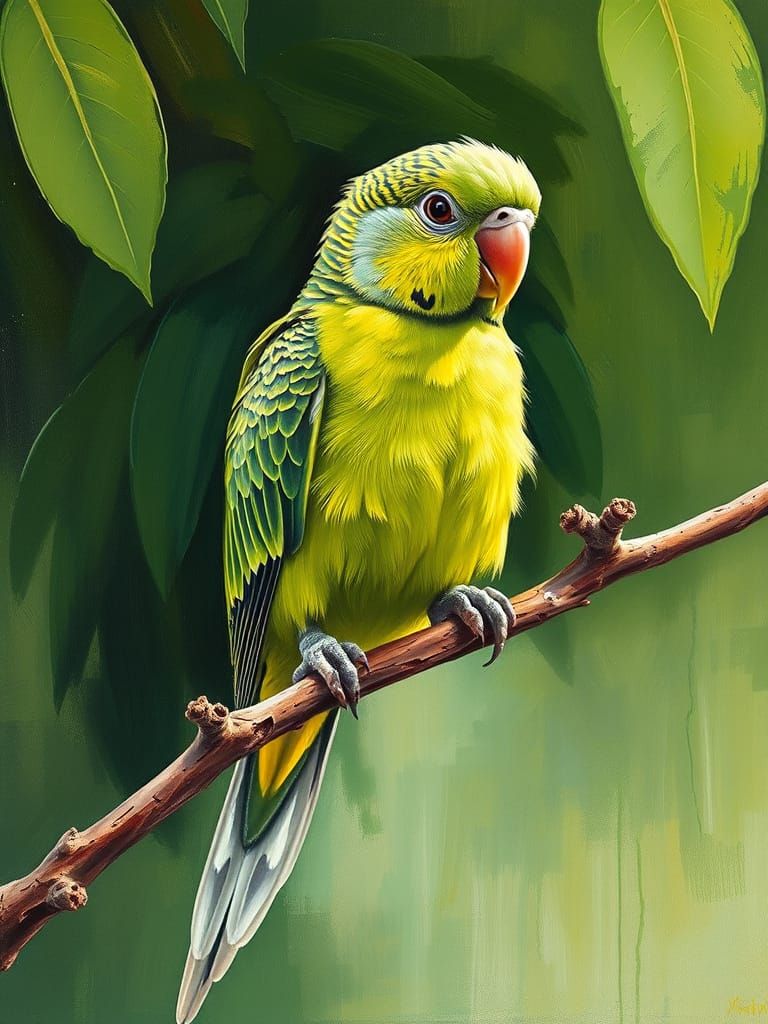 Green parakeet  by @Purple_Cat