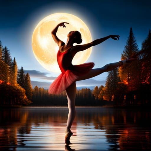 Ballet dancing in the moonlight