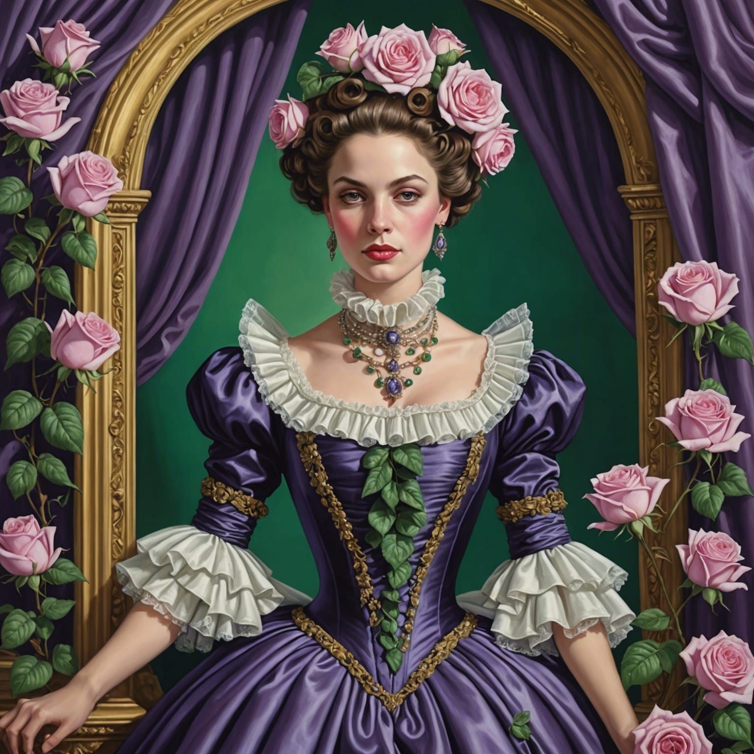 very detailed interactive punk rococo fashion maiden dressed...