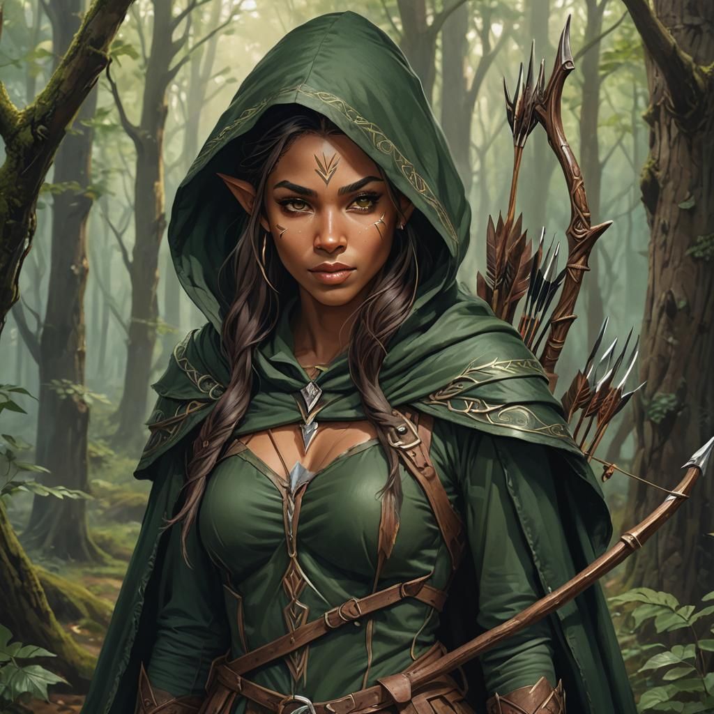 Elven Archer in the Wood - AI Generated Artwork - NightCafe Creator