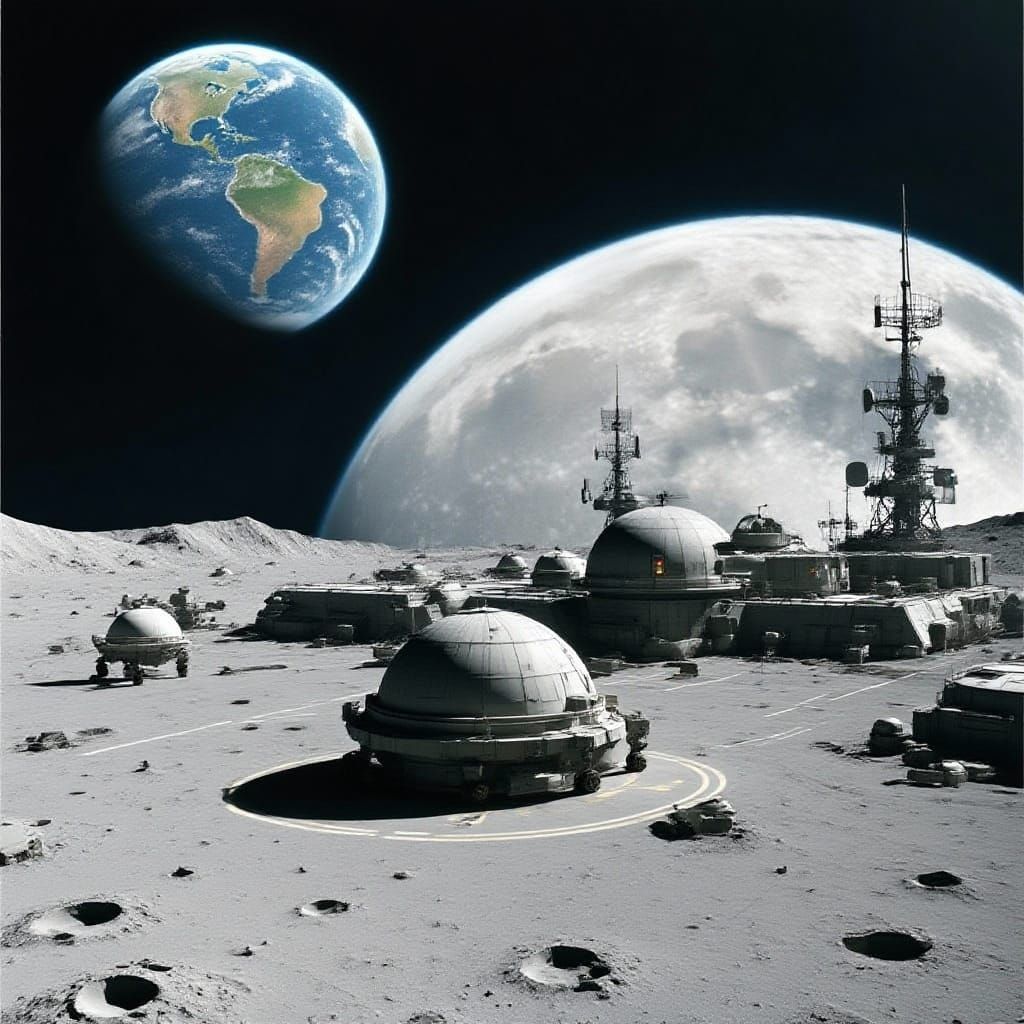 Military style base on the moon 