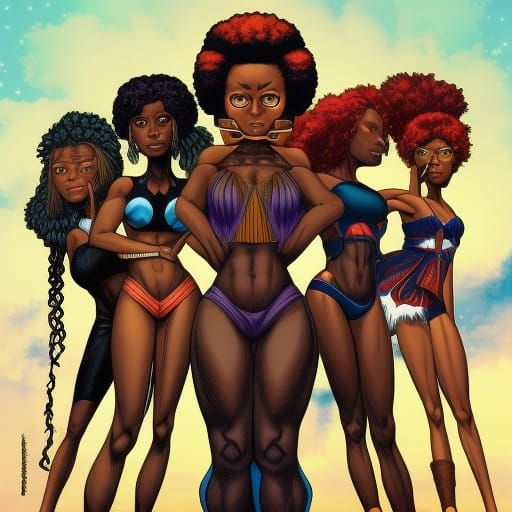 African american strong black women with braids small waist big hips big  lips long eye lashes big brown pretty eyes attractive, superhero ha - AI  Generated Artwork - NightCafe Creator