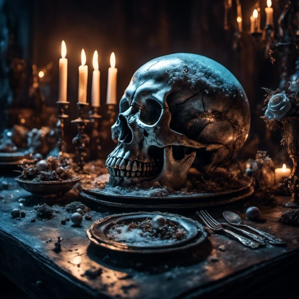 a skull in a snowglob in a table from a dark castle,16K,horror ,Dark,Realiste <lora:Night Sparkle:1.0> <lora:drawing:1.0>