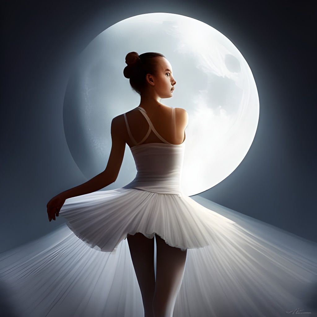 Ballerina facing the Moon - AI Generated Artwork - NightCafe Creator