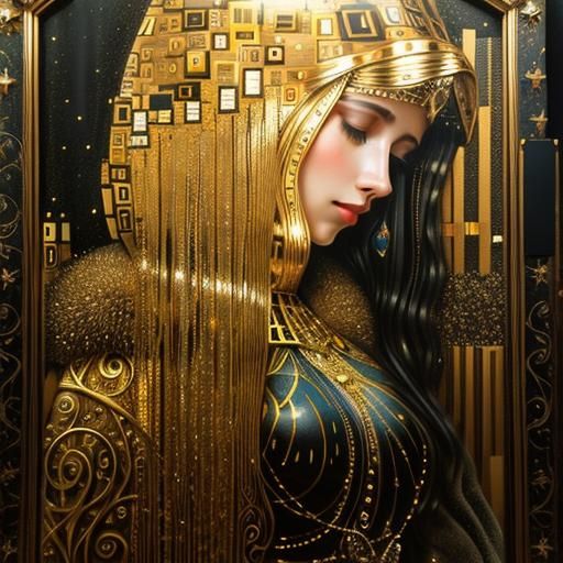 Gustav Klimt, 3d, Gold, Silver, Spray paint, Acrylic, High c...