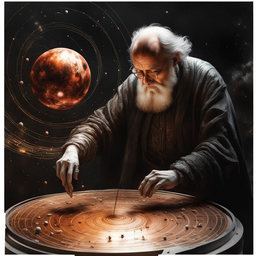Galileo creating a moving model of solar system  by @Primordial Eva