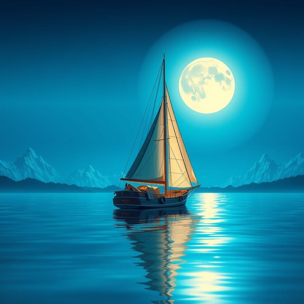 Afloat the calm icy waters