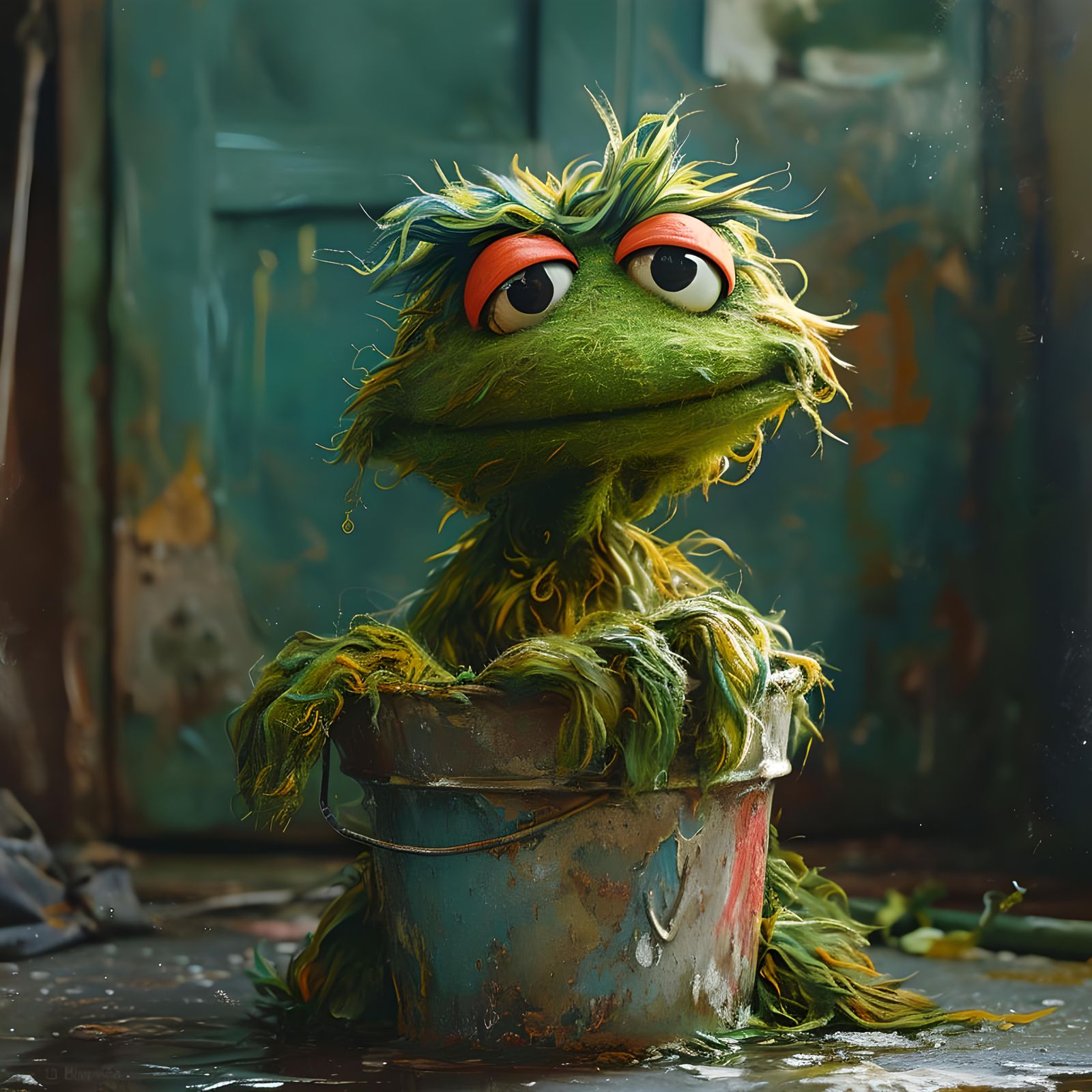 A younger and happier Oscar finds his first bin.