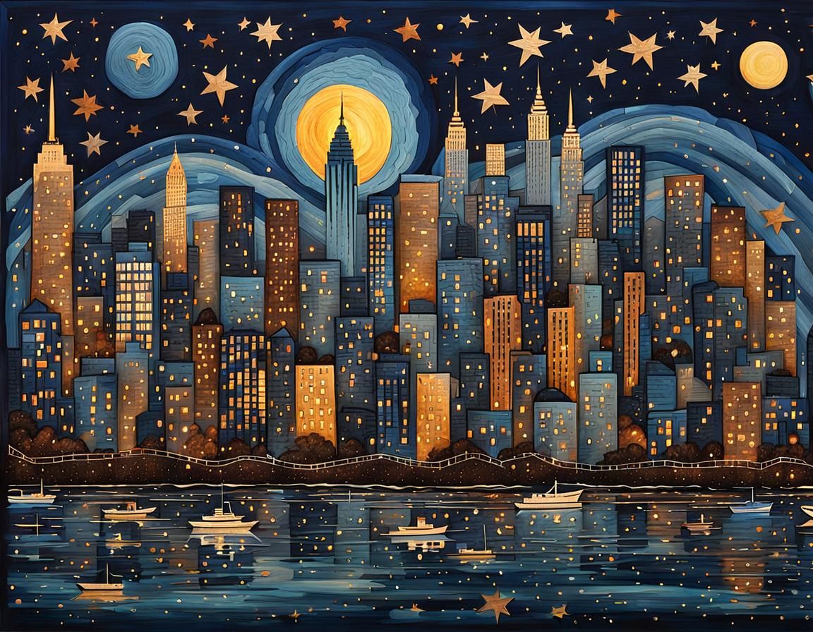 New York skyline at night   by @Harry-Lagman