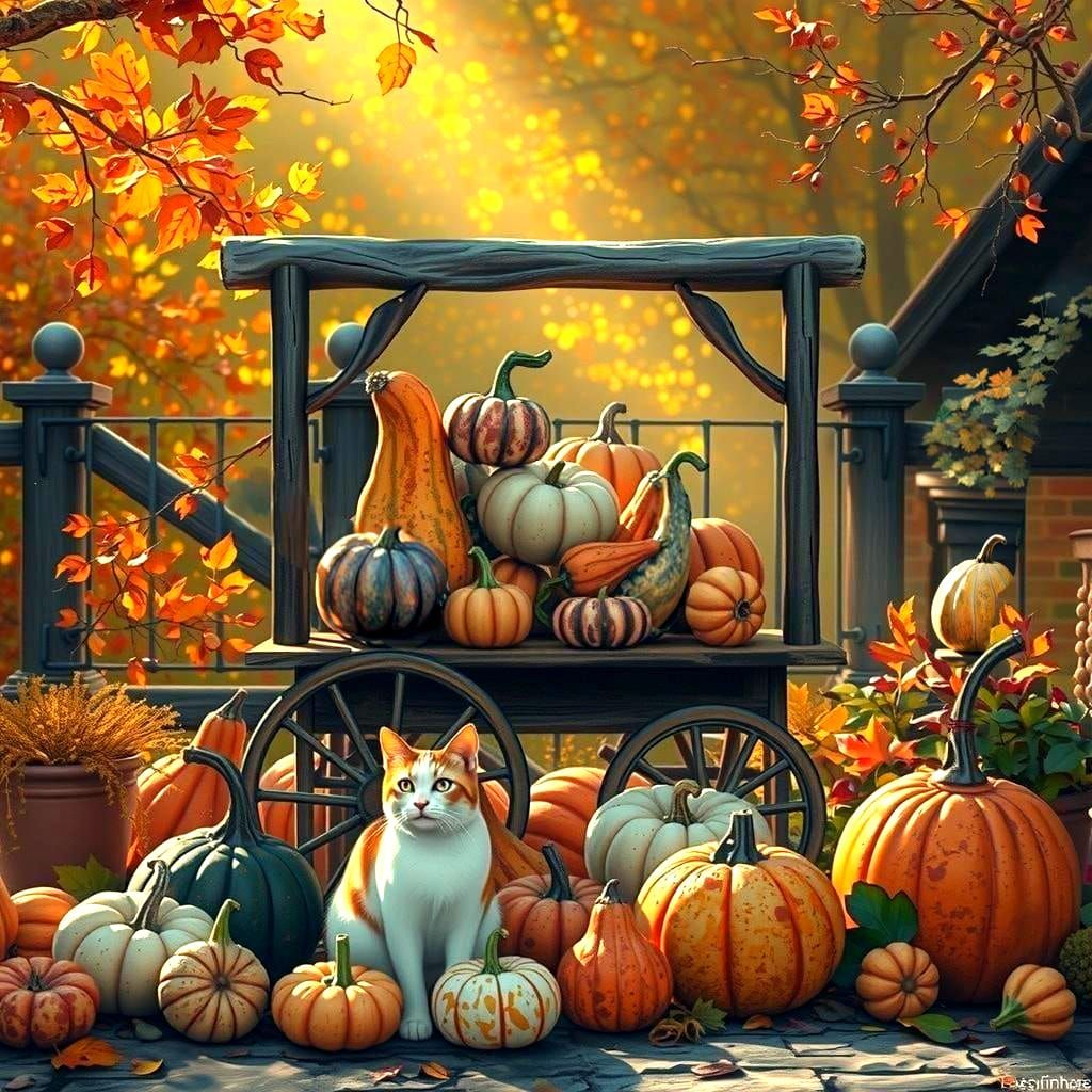 Find the kitty among the gourds!