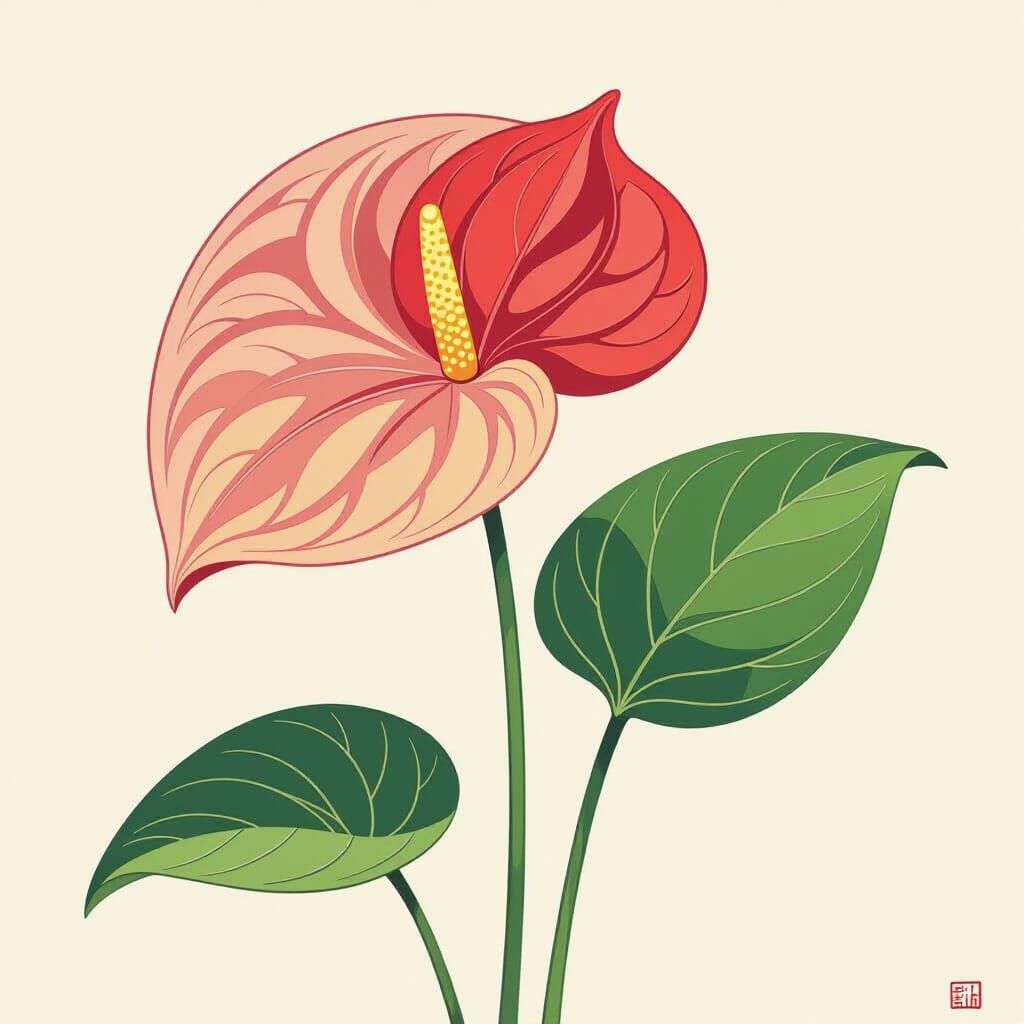 Vibrant Anthurium Flower in Pop Art Style