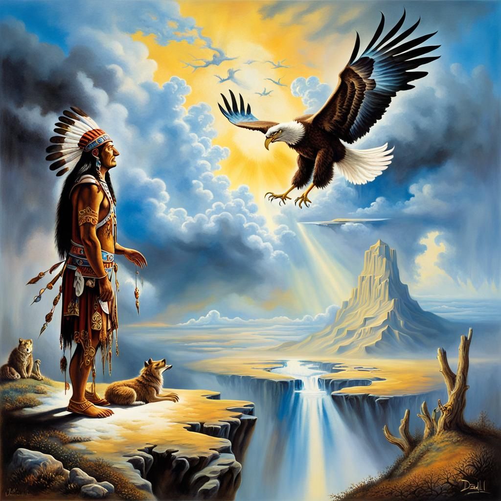 Native Americans the eagle and the wolf surrealism Salvador ...