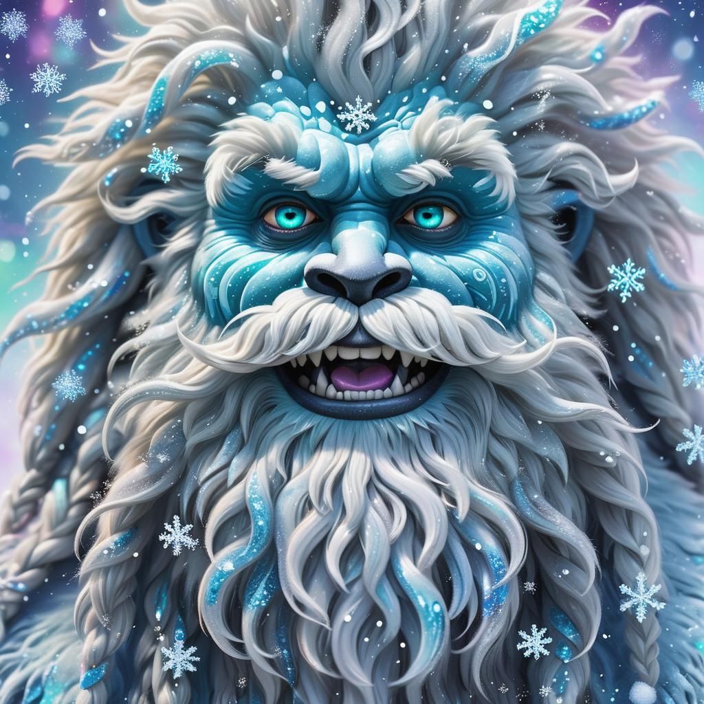 Portrait of a cheerful yeti 