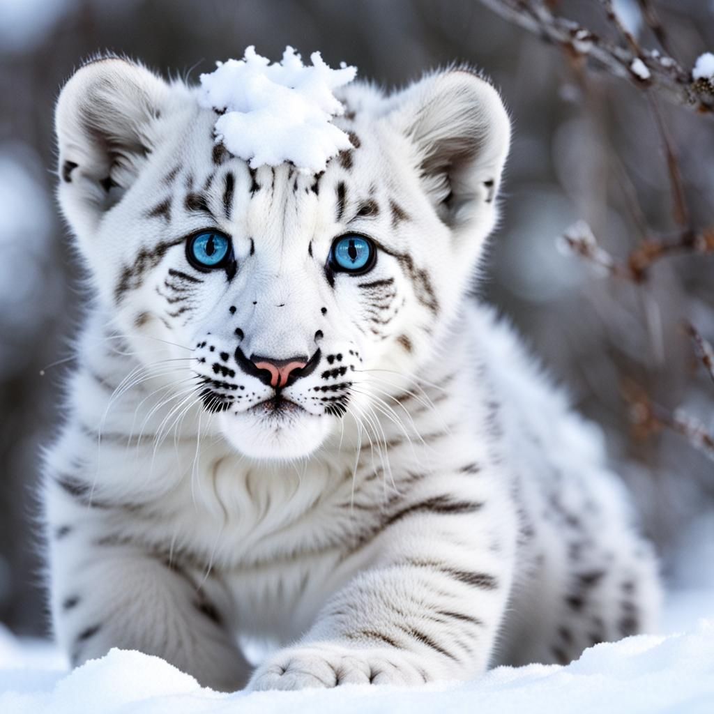 Snow panther cub  by @Franita