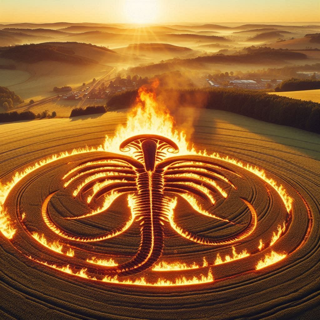 Burning crop circle