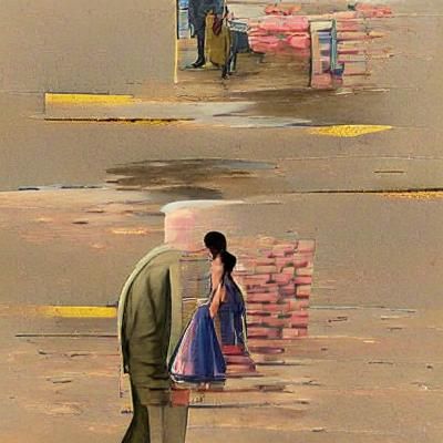 A sad man looking at a woman walking away