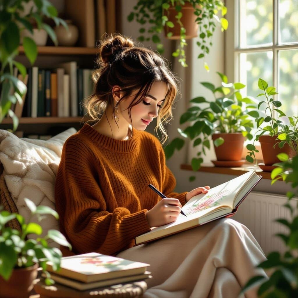 Dewey Sue with Her Sketching and Scripting