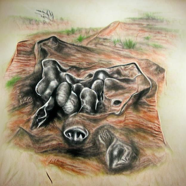 permian basin superorganism/mystery flesh pit national park charcoal drawing