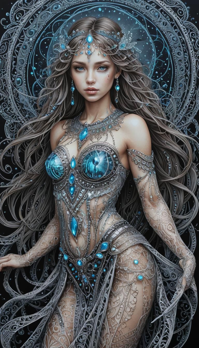 Bioluminescent Realistic ultradetailed Zentangle Stunning Je...