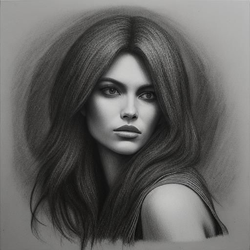 A Charcoal Drawing In Black And White - Whisper - Ai Generated Artwork 