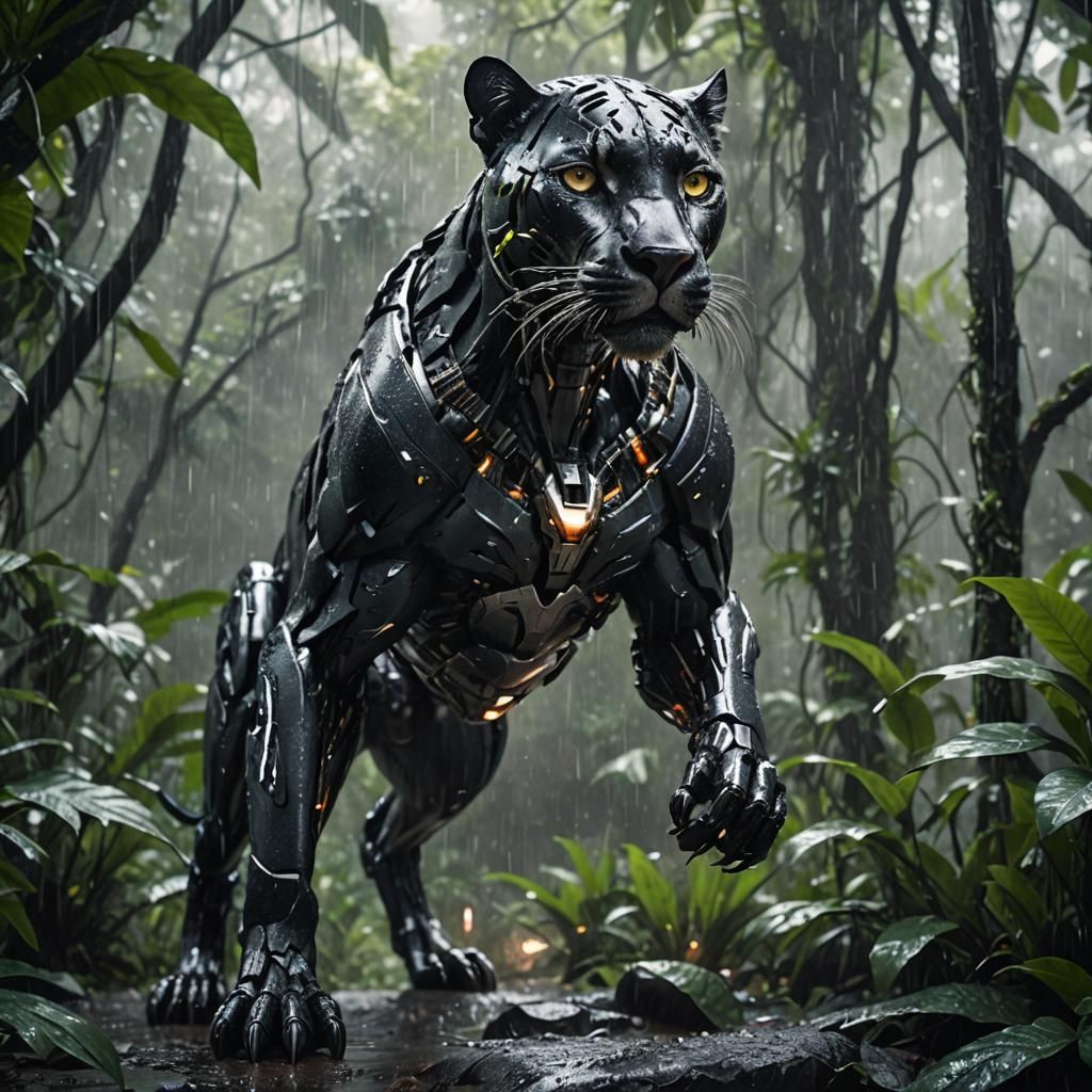 Cyborg Panther  by @AiArtist47