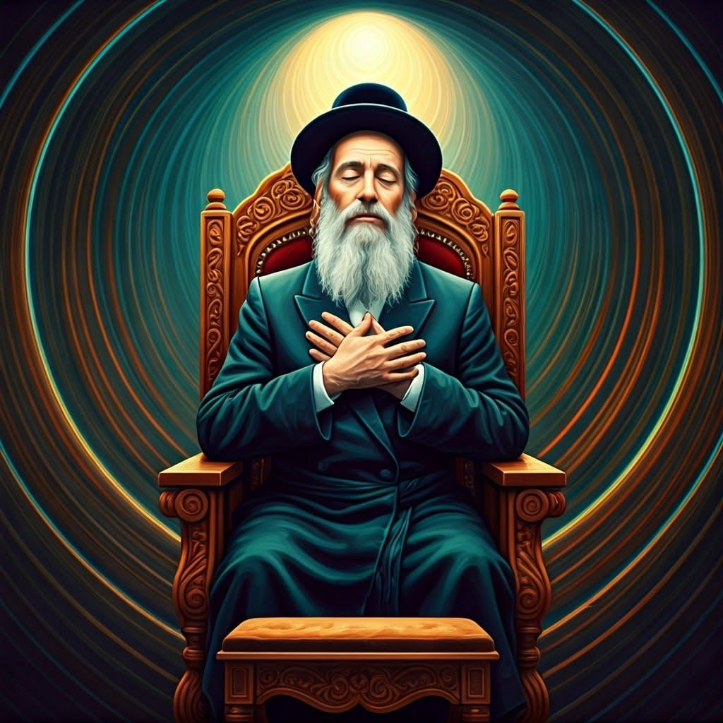 Devout Hasidic Rabbi in Vibrant Cosmic Reverence