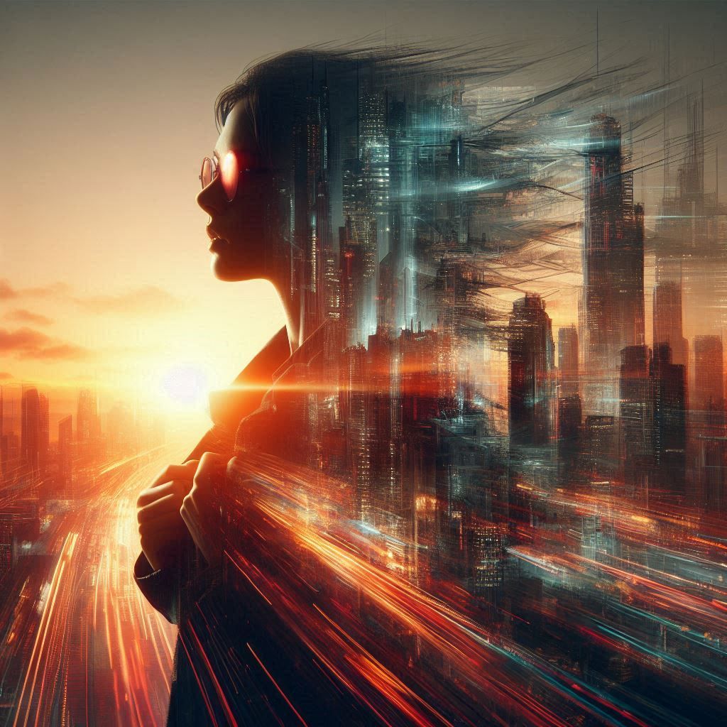 double exposure beautiful fantasy portrait landscape..