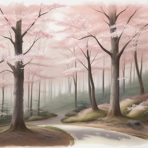 Deer in Forest: Japanese Watercolor Painting